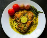 A picture of step 15 of Chicken Francaise.