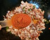 A picture of step 2 of Brinjal Drumstick Stir fry.
