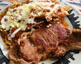 A picture of step 5 of Chilaquiles Morita with Grilled Meat.