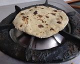 A picture of step 3 of Green onion masala rotla.