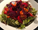 A picture of step 2 of Black pudding, goats cheese and beetroot salad 🥗 🐐.