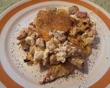 Tejszínes feta sajtos rakott csirke, burgonya chipssel recept fázis 9 fotója