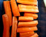 A picture of step 1 of Roasted Carrots in Honey and a drop of Brandy. 😍.