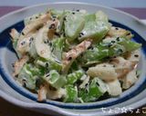 A picture of step 4 of Chikuwa and Cucumber Mayo Sesame Salad.