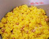 Hình bước làm 6 của món Xôi nghệ chim cút thịt gà