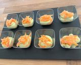 A picture of step 2 of Avocado and Smoked Salmon Verrines.