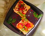 A picture of step 3 of Cottage cheese toast (Tomato Basil cottage cheese Toast).
