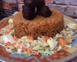 A picture of step 7 of Beef Jollof rice with coleslaw.