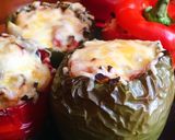 A picture of step 5 of Chicken Stuffed Peppers.