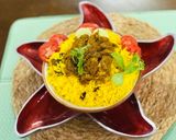 A picture of step 8 of Lunch: Basanti Pulao with Chicken Kosha/Bhuna Chicken.