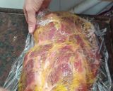 A picture of step 4 of Pork Shoulder with Mustard, Spiced Plums, and Orange Sweet Potato Mash.