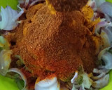 A picture of step 6 of Ragi mudda with mutton curry.
