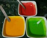 A picture of step 3 of Tri colour motichur laddu.