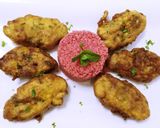 Foto del paso 13 de la receta: Ancas de rana en tempura de hierbabuena con cuscús de remolacha