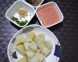 A picture of step 1 of Panch foran potato curry.