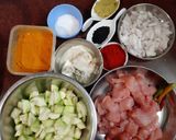 A picture of step 2 of Jhinge Chicken Posto (Chicken with Ridge gourd and poppy seeds).