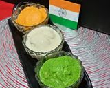 A picture of step 8 of Tricolour Dahi Vada.