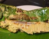 A picture of step 11 of Pabda Paturi (Pabda fish cooked in banana leaf).
