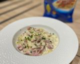 Une image de l'étape 6 de Tagliatelles sauce crémeuse au Parmesan, Vin blanc & lardons fumé.