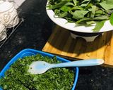 A picture of step 2 of Chigwada (Cassava leaves in groundnut flour).
