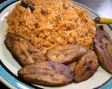 A picture of step 8 of Jollof rice and beans With fried plantain.