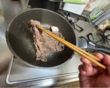 A picture of step 2 of Japanese Wagyu Beef with Egg yolk.