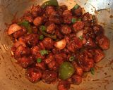 A picture of step 9 of Dry Soya Chilli.