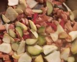 A picture of step 5 of Chicken a la King with mixed patty pans.