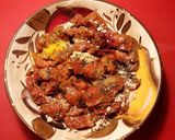 Foto del paso 12 de la receta Patatas orgánicas al horno con cebolla roja y pinchos morunos