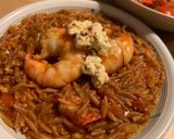 A picture of step 5 of Orzo with prawn, tomato and feta cheese.