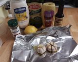 A picture of step 1 of Crispy Parm Brussels Sprouts with Roasted Garlic Aioli.