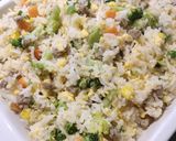 A picture of step 1 of Brocolli Fried Rice.