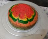 A picture of step 7 of Holi special Vanilla colourful cake.