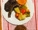 A picture of step 1 of Veggies and mutton chops.