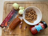 Pasta con chorizo vegano