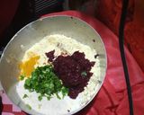 A picture of step 1 of Beetroot Chilla.