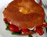 A picture of step 7 of My Crispy Bacon on Wholemeal 🥯 with 🍅 and 🥚 also Spinach.