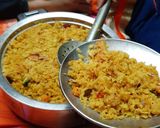 A picture of step 1 of Poha loaded with veggies.