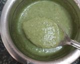 A picture of step 11 of Masala Uttapams with Mint-Almond chutney.