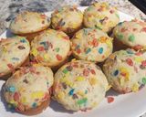 A picture of step 9 of Fruity Pebbles Muffins.