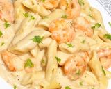 A picture of step 8 of Creamy White Sauce Shrimp Pasta 🍤.