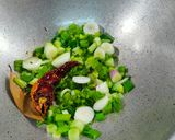 A picture of step 2 of Spring onion, Methi and Alu sabzi.