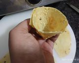 A picture of step 1 of Papad cone Sprouts chaat.