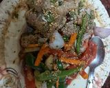 A picture of step 1 of Grilled chicken with veg.