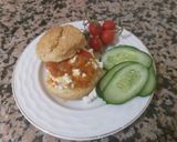 A picture of step 5 of Savory scones with feta cheese and grilled peppers, tomato.