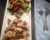 A picture of step 7 of Tawa Fish with seasonal Veggies.