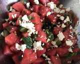 A picture of step 3 of Watermelon Feta Salad.
