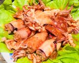 Hình bước làm 3 của món Mực dồn thịt sốt cà