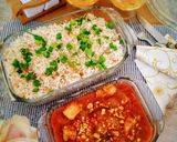A picture of step 6 of Kung Pao Chicken serve with Vegetable Fried Rice & Mango Custard.