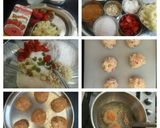 A picture of step 2 of Vermicelli PASTA bombs served with Strawberry custard sauce.